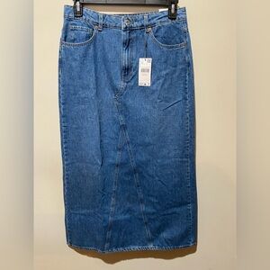 Mango Blue Denim Midi Skirt